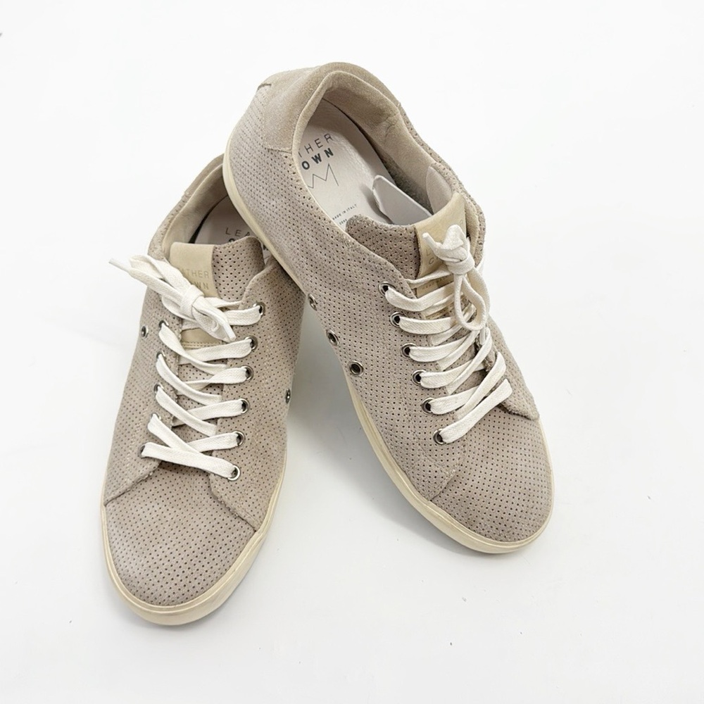 Leather Crown Sneakers grey suede low top wedge sneakers sz 40 us 10